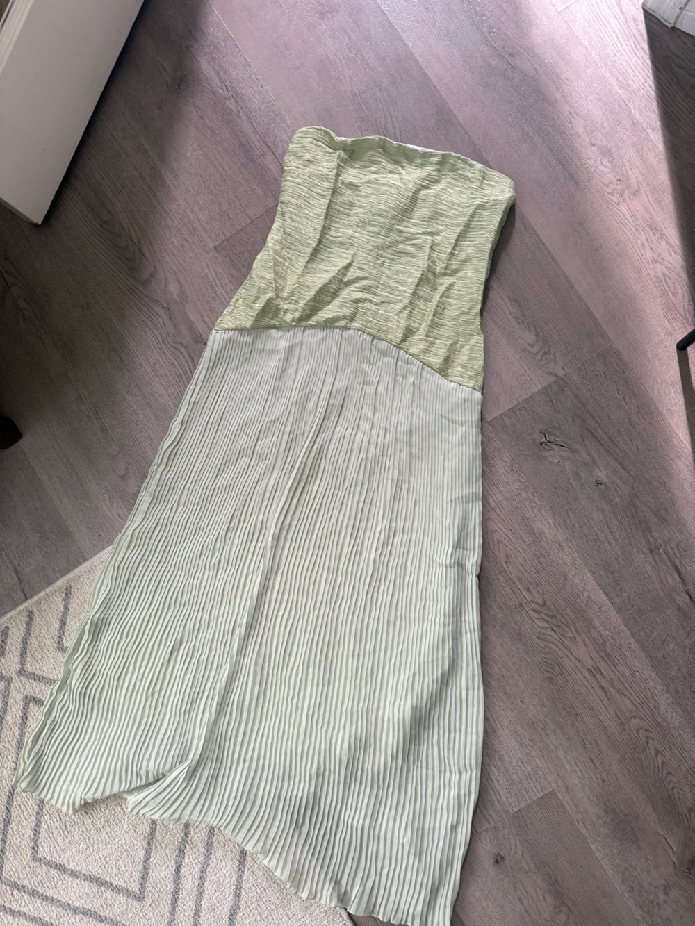 Light Green Pleated Maxi Dress